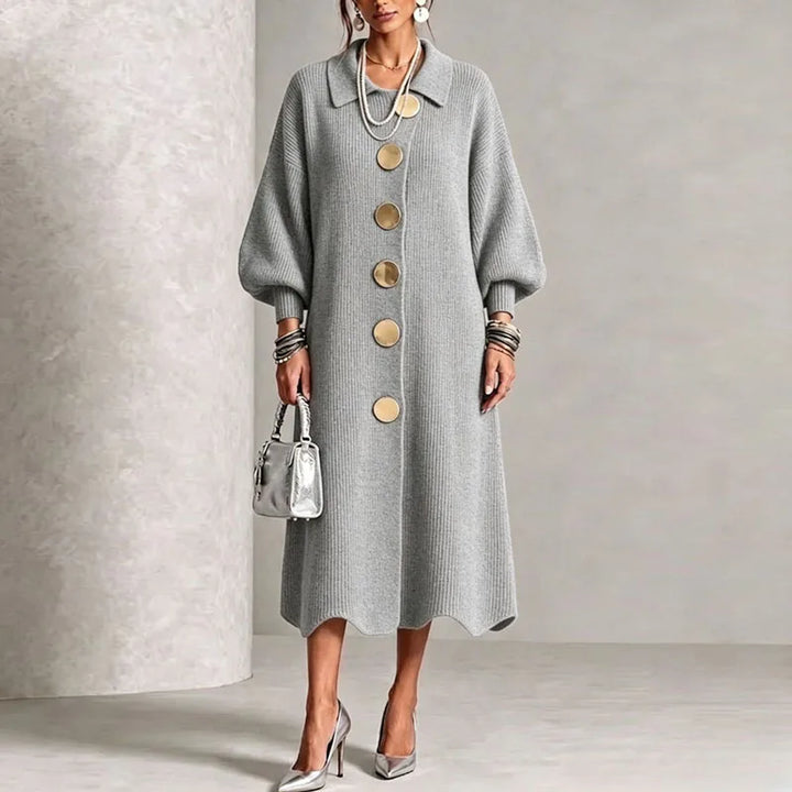 Adalira Button Front Sweater Dress