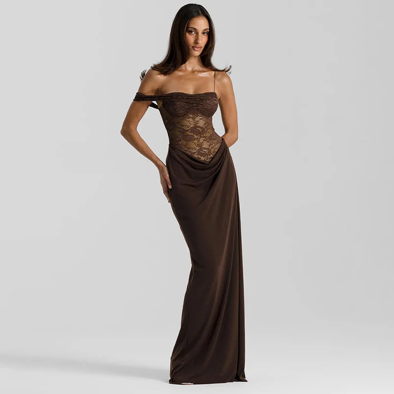 Mia Lace Evening Gown Maxi Dress