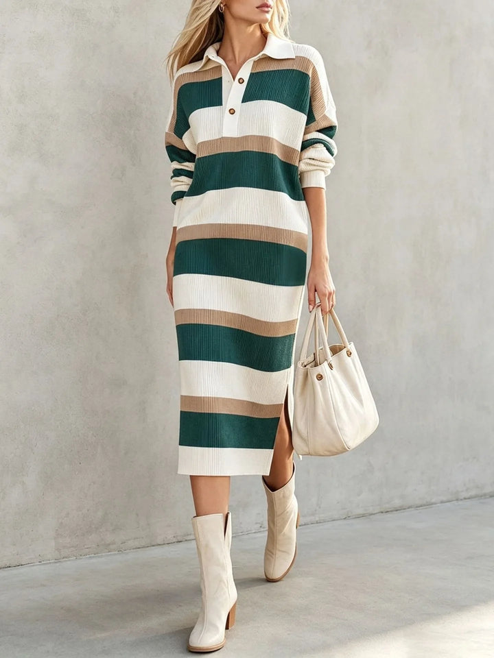 Amika Striped Polo Midi Dress