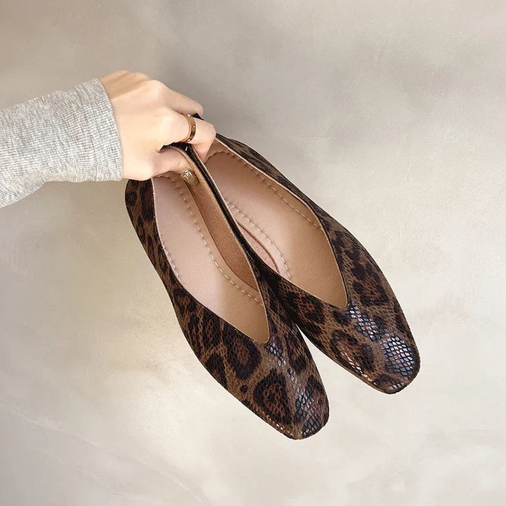 Ortega Leopard Leather Flats