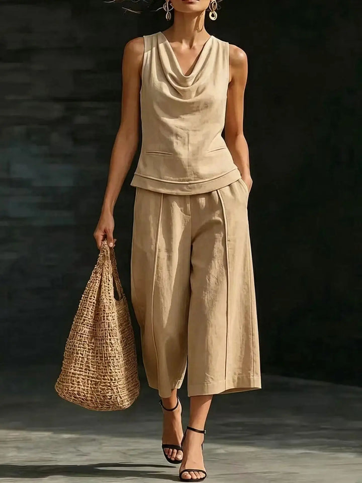 Evelisse Relaxed Cowl Neck Trouser Set