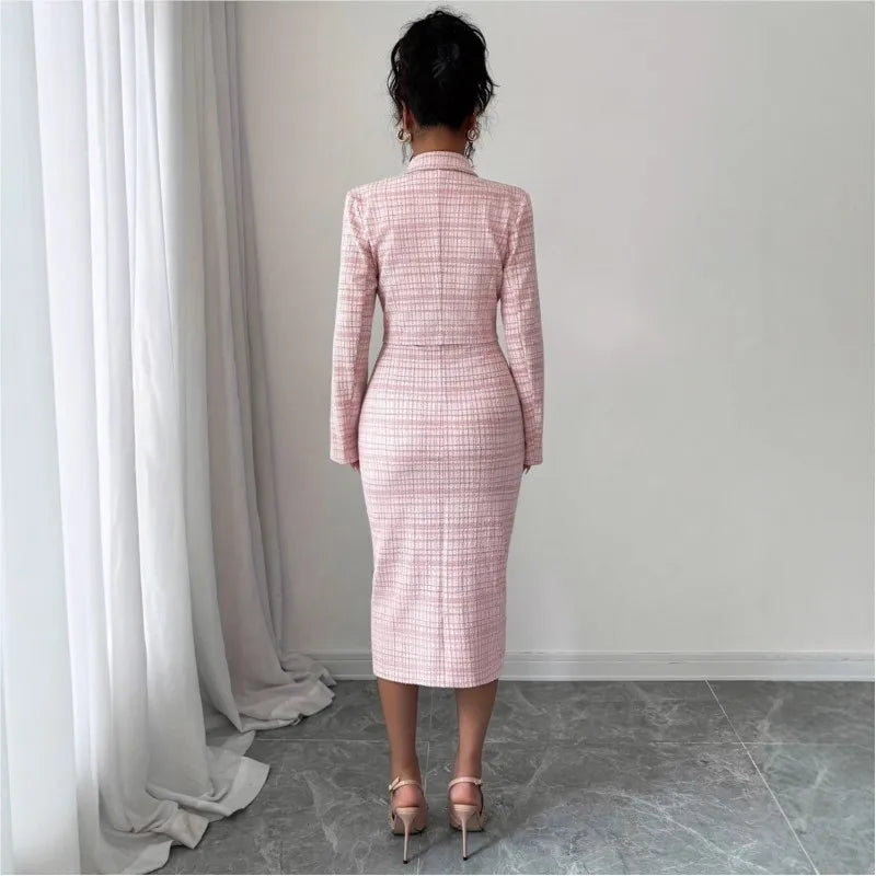 Adelisa Pearl Button Sheath Dress Set