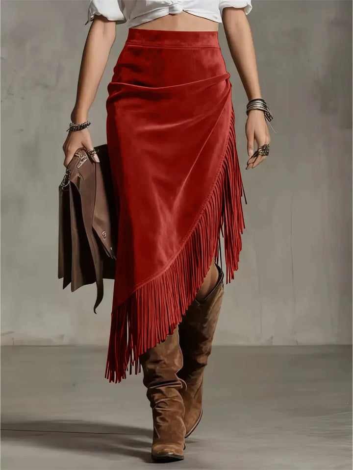 Callum Retro Suede Midi Skirt