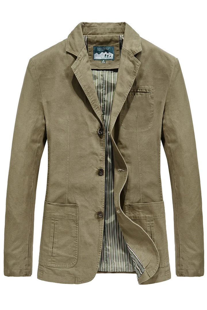 Khaki cotton blazer front view