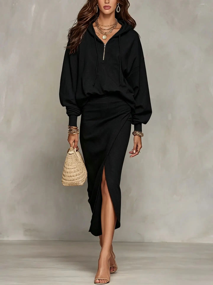 Nolani Asymmetric Wrap Skirt Set