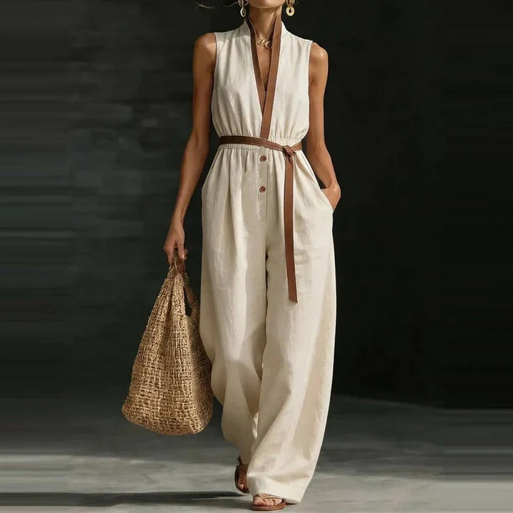 Minerva V Neck Wide Leg Jumpsuit