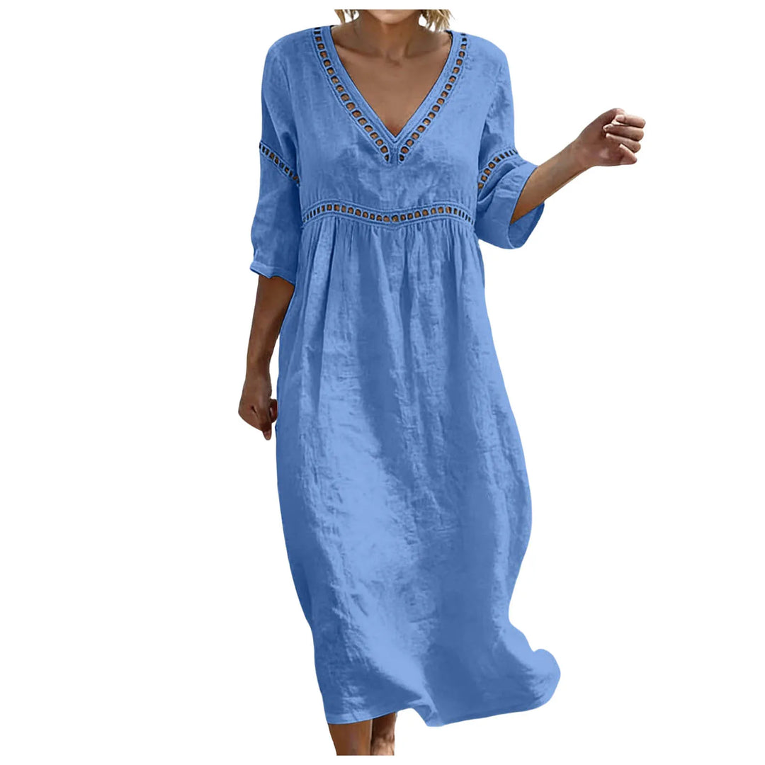 Noemi Embellished V Neck Boho Maxi Dress