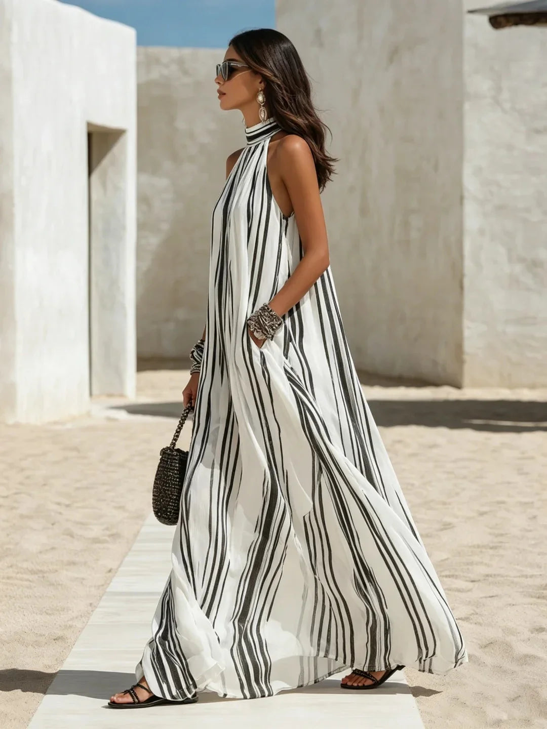 Mirelise Striped Pocket Maxi Dress