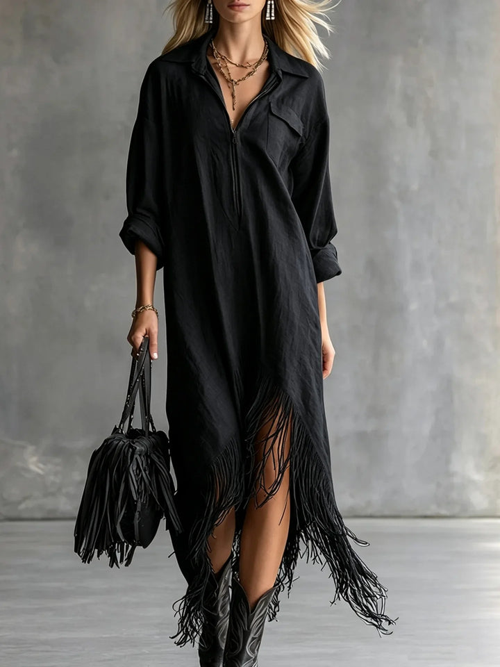 Layla Fringe Hem Midi Dress