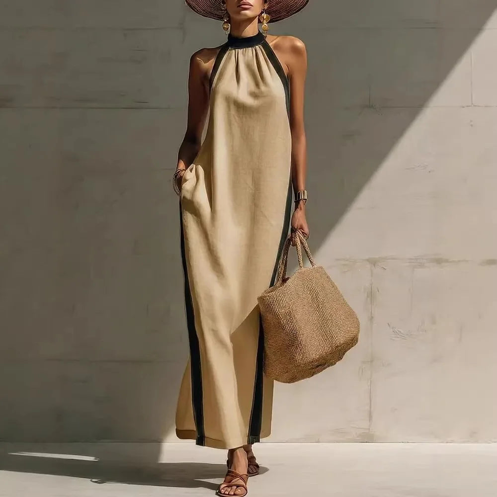 Bruna Casual Halter Maxi Dress