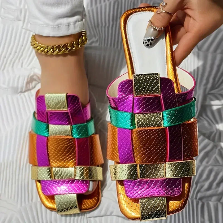 Kayla Woven Mosaic Flat Sandals