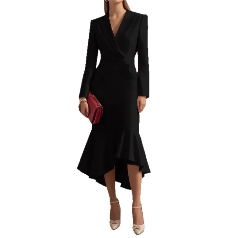 Black mermaid dress on white background