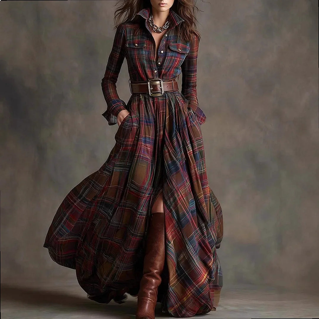 Maren Plaid Button Maxi Dress