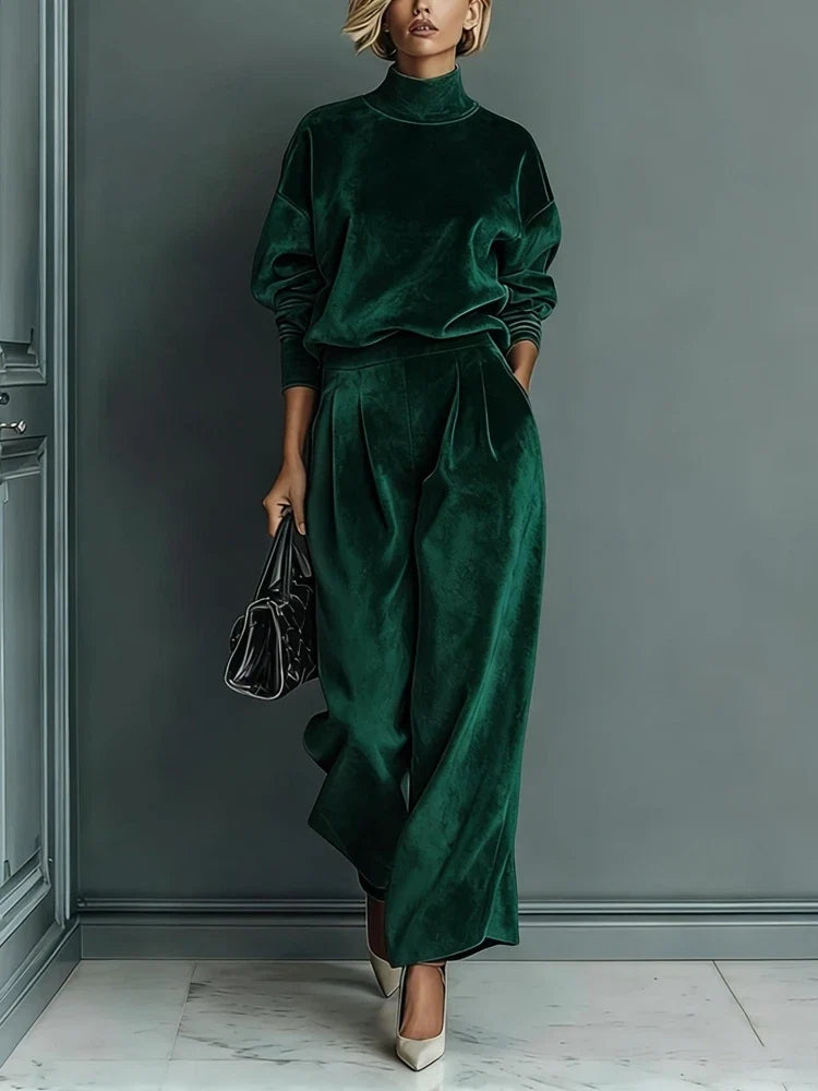 Camille High Neck Velvet Set