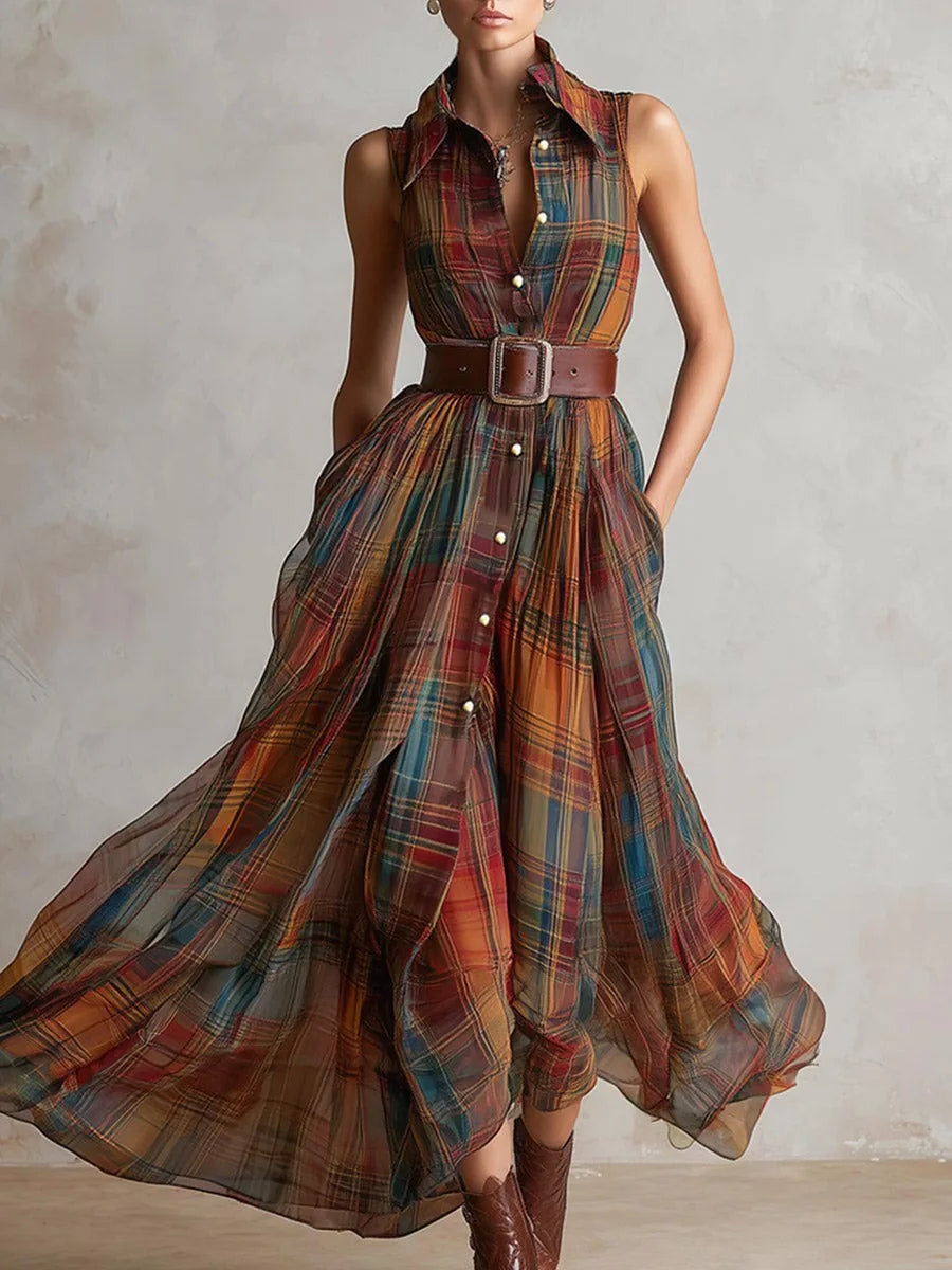 Maelynn Plaid Bohemian Maxi Dress