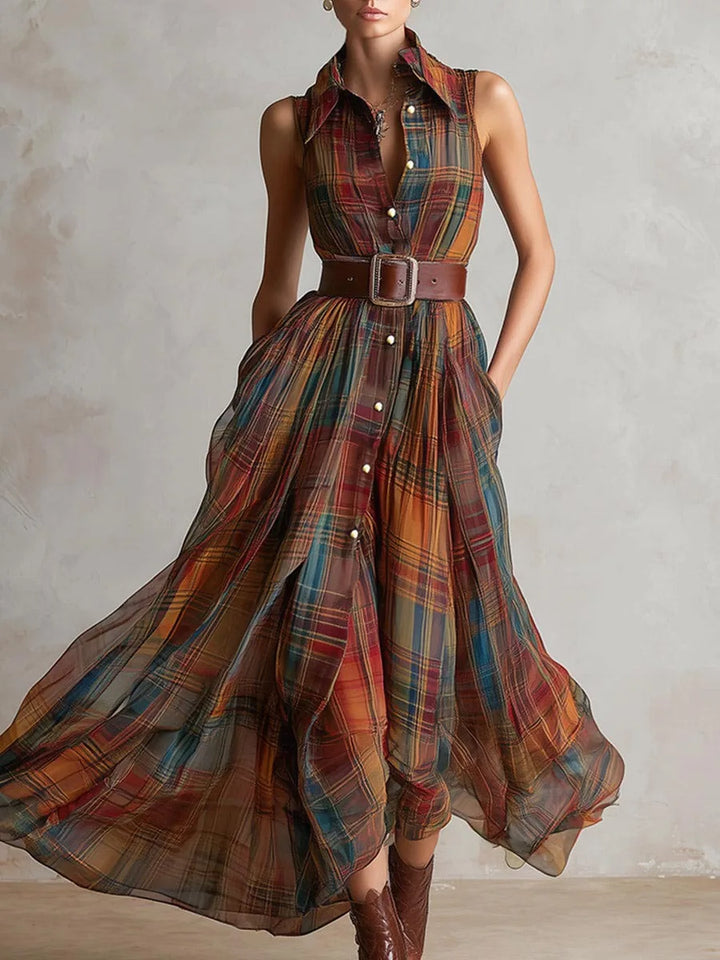 Maelynn Plaid Bohemian Maxi Dress
