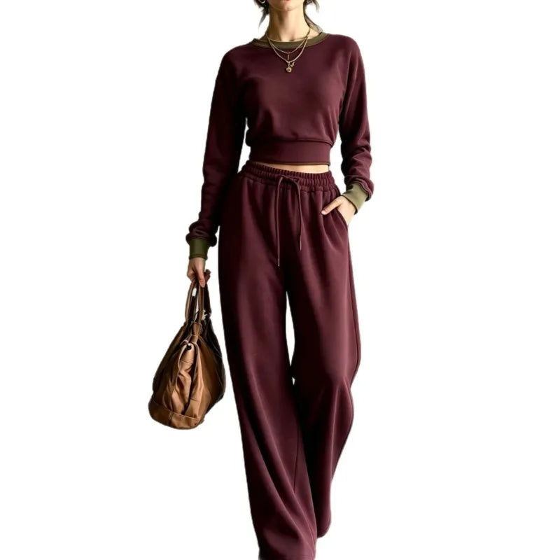 Marielda Contrast Trim Sweatshirt Set