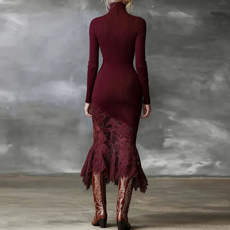 Monika Ribbed Turtleneck Dress