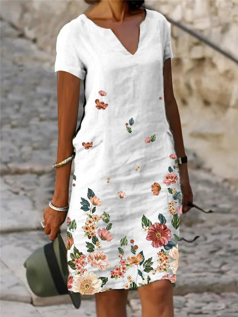 Zafira Floral V Neck Mini Dress