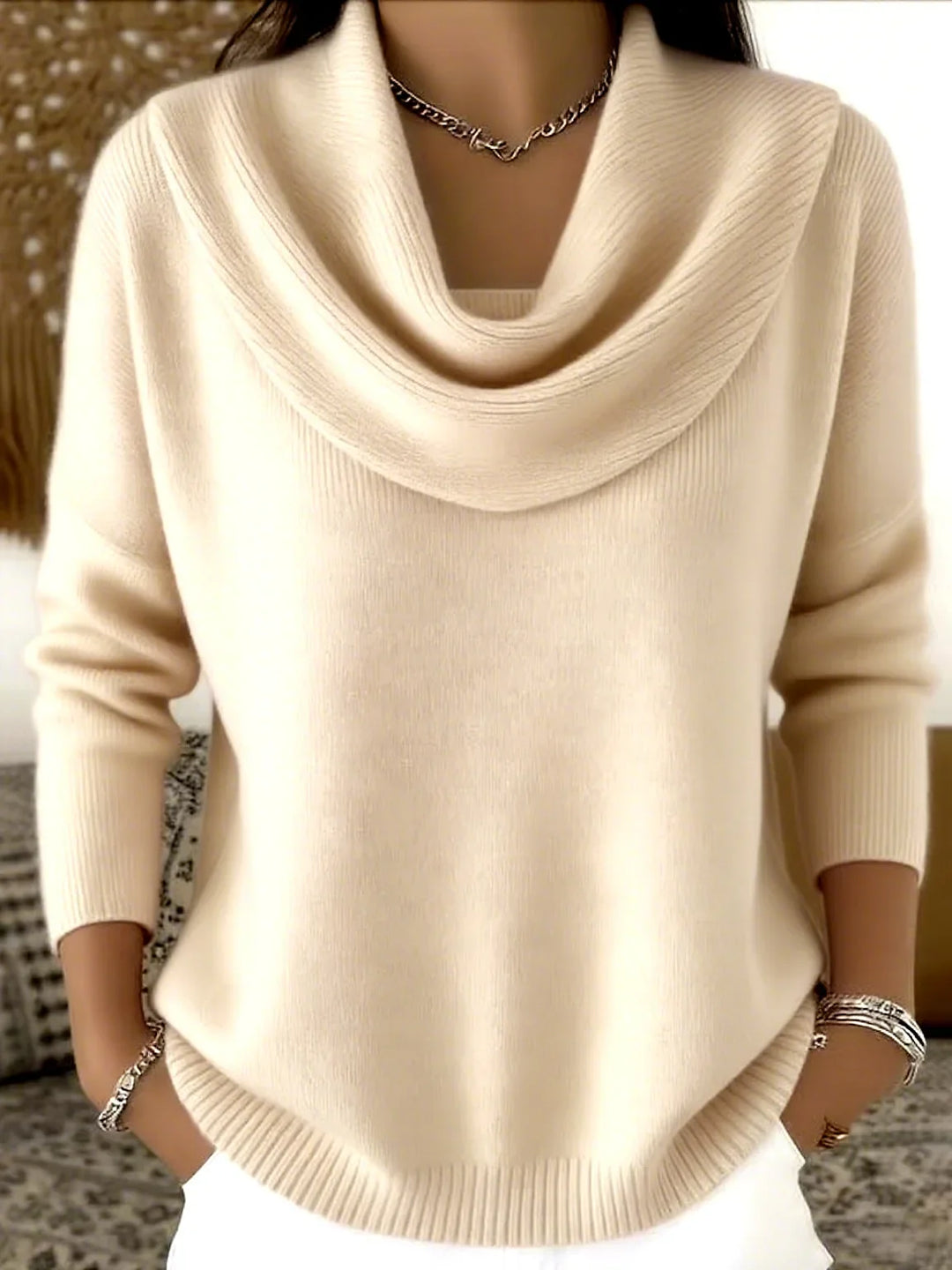 Lacceti Cowl Neck Knit Sweater