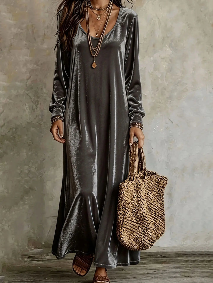 Ivora Velvet Finish Maxi Dress