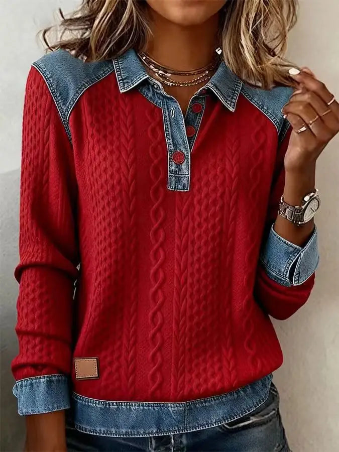 Rafela Denim Trim Blouse