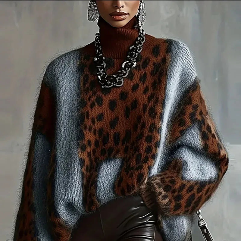 Cersei Cozy Leopard Knit Sweater