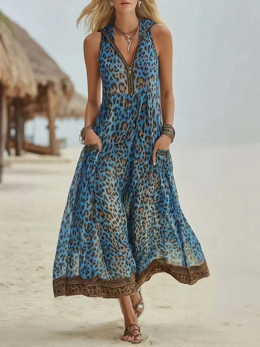 Valeska Flowy Leopard Maxi Dress