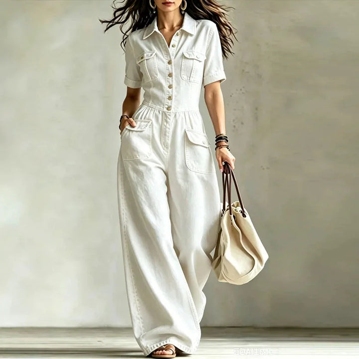 Juliana Denim Wide Leg Jumpsuit