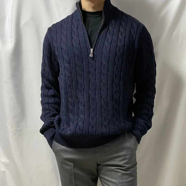 Grayson Half Zip Cable Sweater
