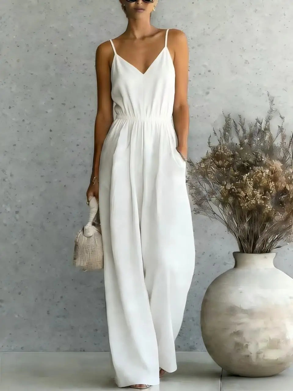 Hailey Wide Leg Casual Jumpsuit