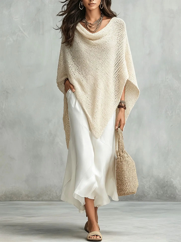 Elanisse Knit Poncho Maxi Dress Set