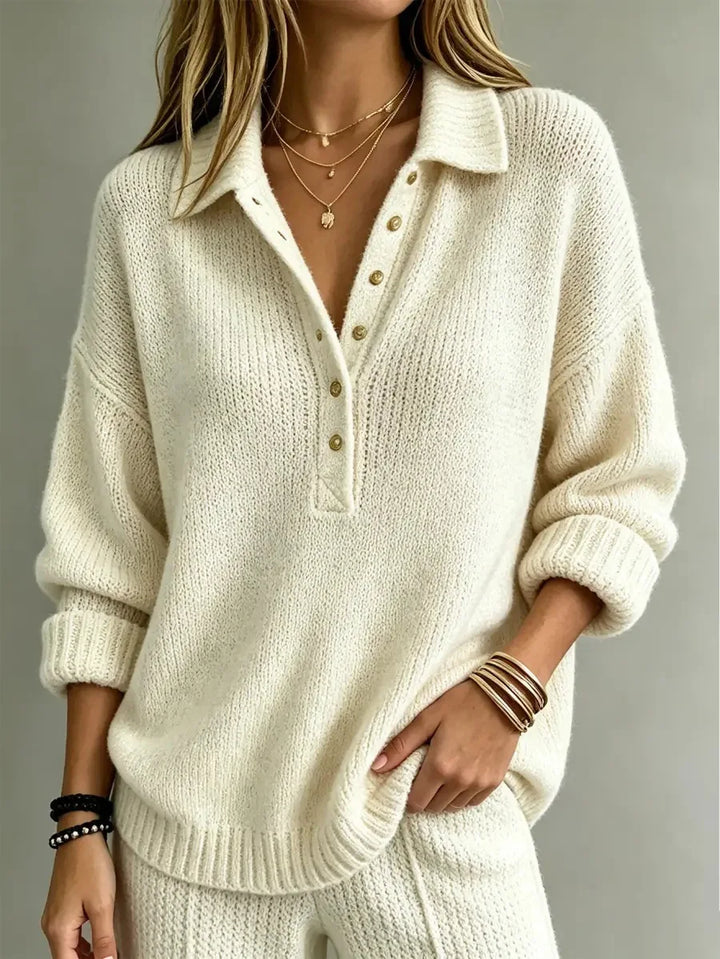 Marigold Button Neck Polo Sweater