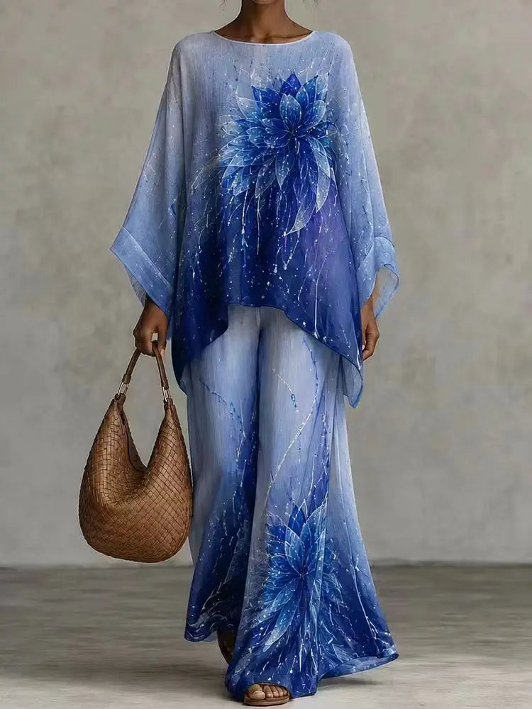 Halona Printed Loose Two-Piece Set