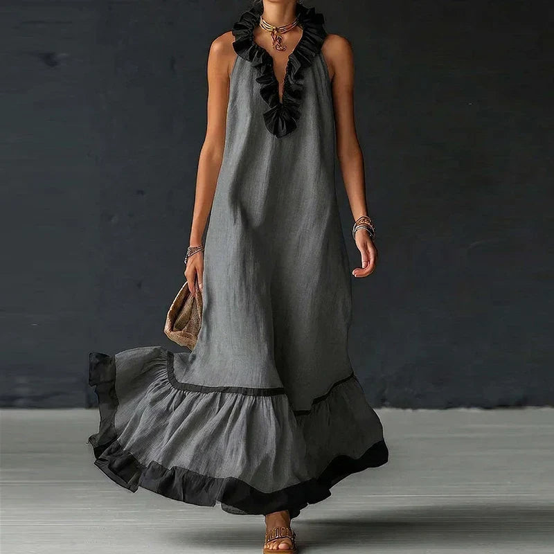 Amoura Ruffle Trim Maxi Dress