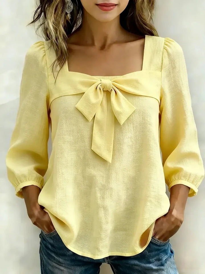 Rosenya Soft Bow Detail Square Neck Blouse