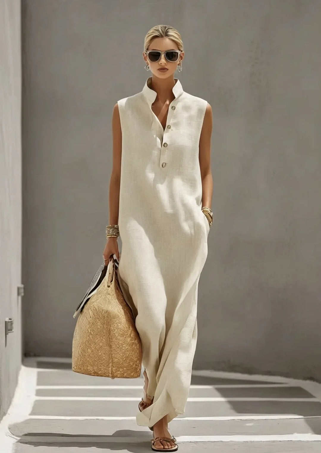 Cressina Elegant Chic Linen Maxi Dress