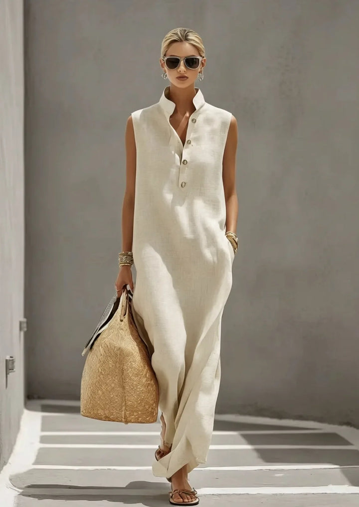 Cressina Elegant Chic Linen Maxi Dress