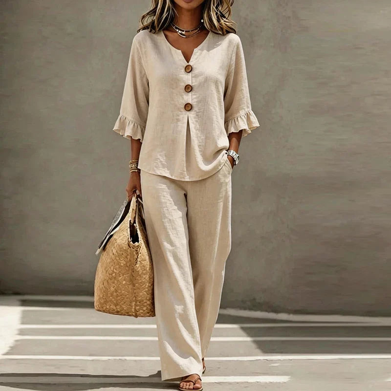 Lillana Ruffle Sleeve Top and Pants Set