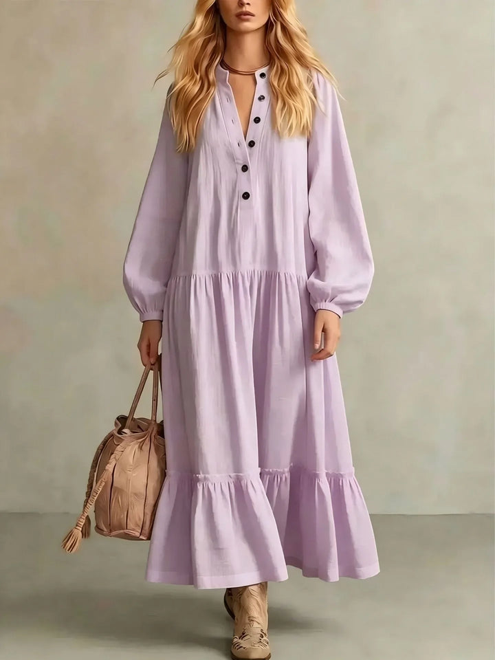 Azelia Button Front Tiered Maxi Dress