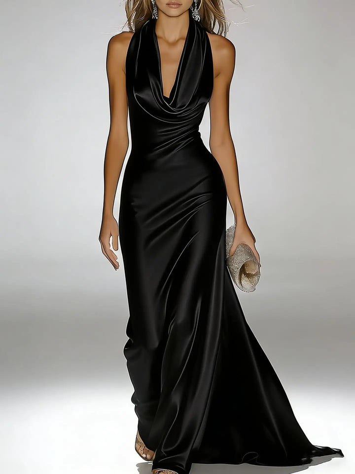 Valleria Satin Halter Maxi Dress