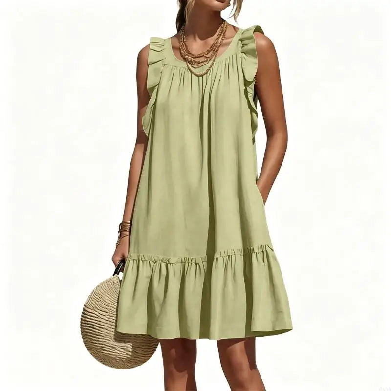 Leandra Ruffle Sleeve V Neck Mini Dress
