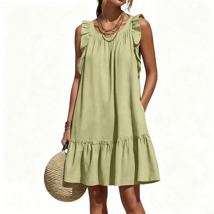 Leandra Ruffle Sleeve V Neck Mini Dress