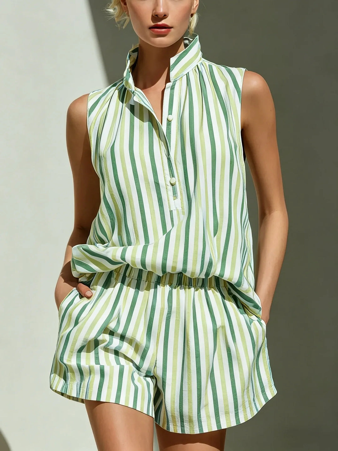 Chiara Striped Vest And Shorts Co-Ord Set