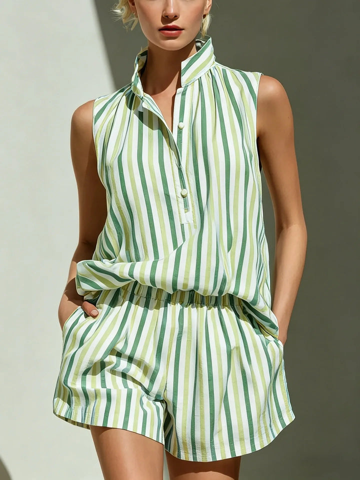 Chiara Striped Vest And Shorts Co-Ord Set