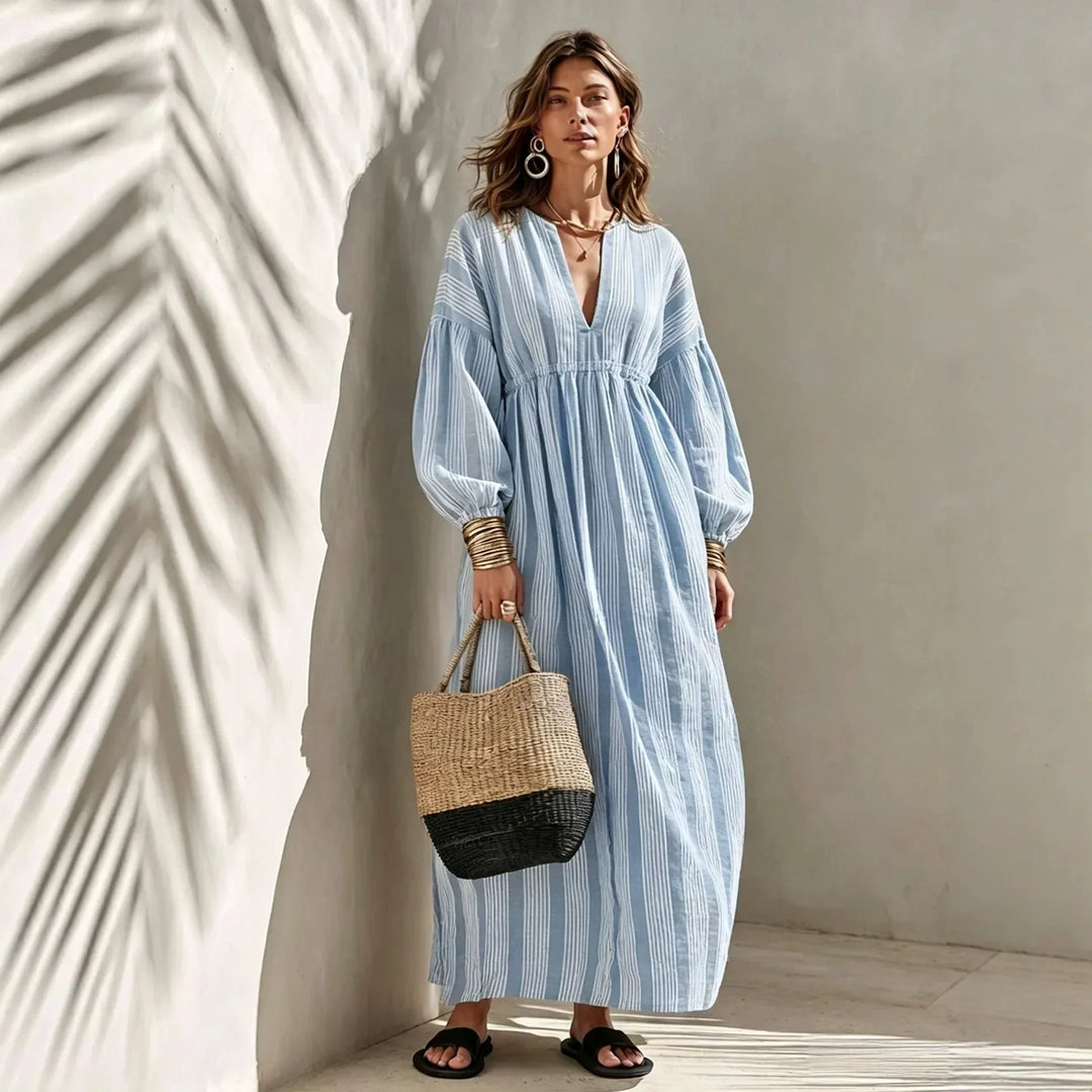 Roselia Relaxed Striped Midi Dress