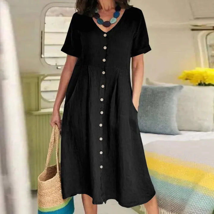 Danica Button Front Midi Dress