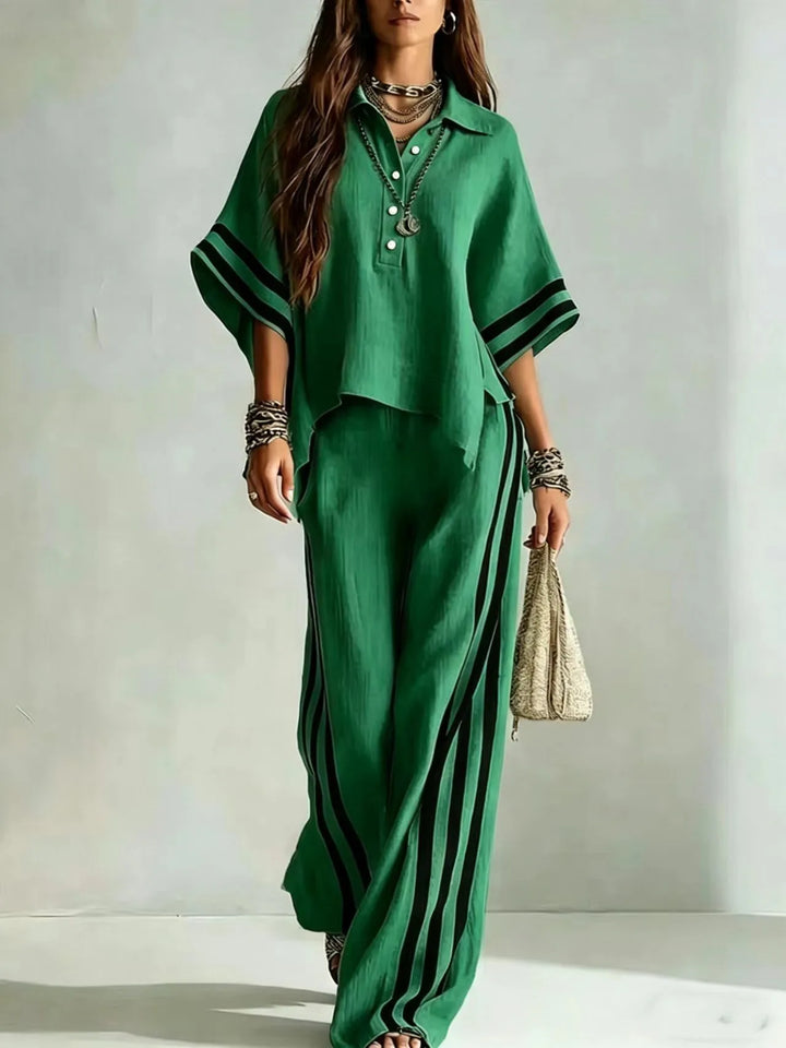 Ferona Striped Wide Leg Pant Set