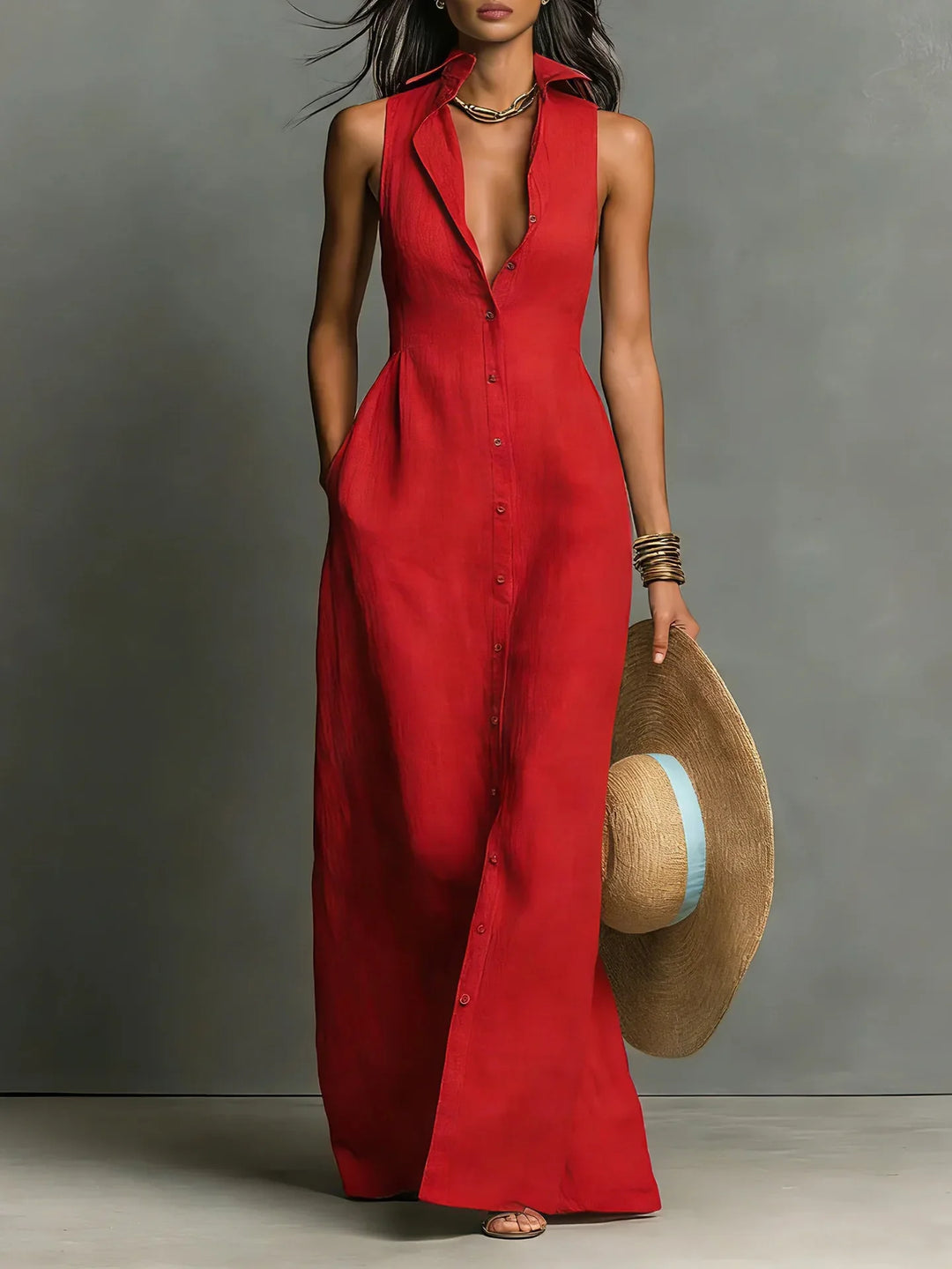 Andrea Elegant Lapel Shirt Dress