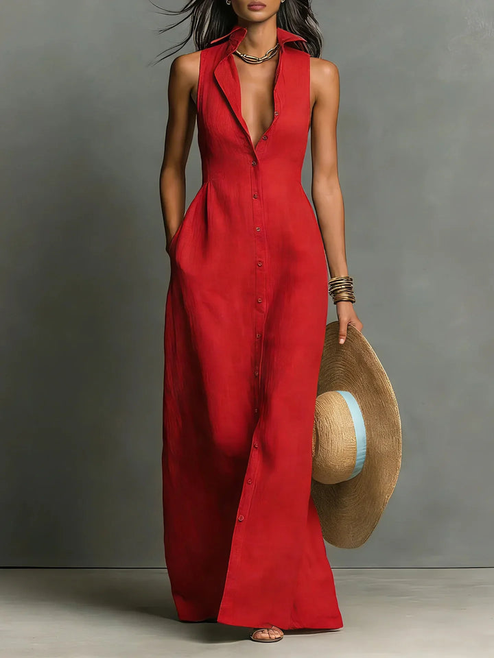 Andrea Elegant Lapel Shirt Dress